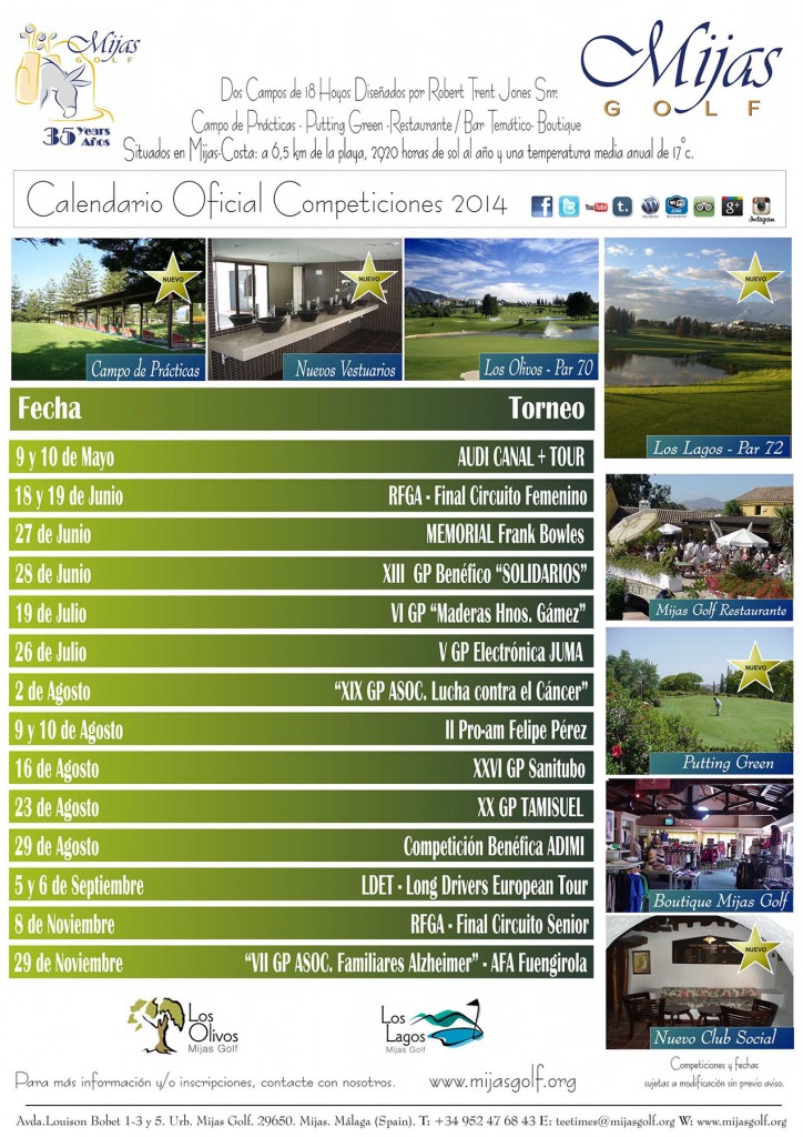 Calendario Competiciones 2014 Mijas Golf