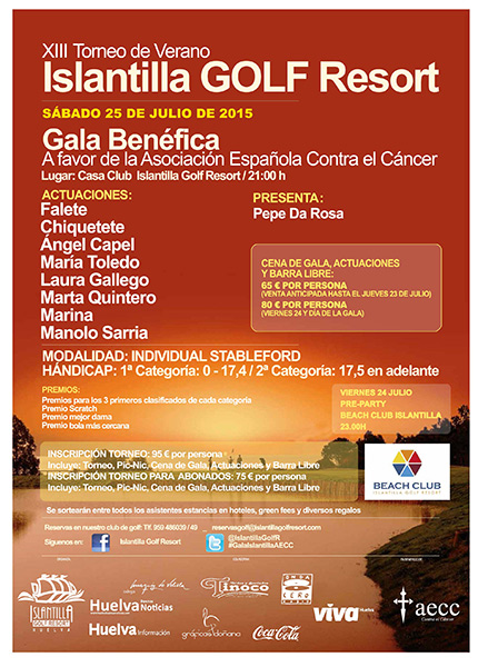 Grandes artistas en la XIII Gala Benéfica contra el cáncer en Islantilla Golf Resort