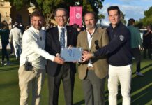 Real Guadalhorce Club de Golf hace balance del Andalucía Costa del Sol Open de España Gonzalo Navarro Greenkeeper, Ángel Gancedo, presidente, Ignacio Sánchez, gerente y José Andres Leon del RGCG reciben el reconocimiento LET.JPG
