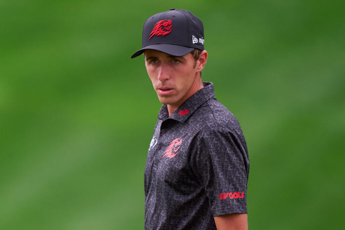 David Puig of Spain in action during a practice round prior to the 2024 PGA Championship at Valhalla Golf Club on May 15, 2024 in Louisville, Kentucky.