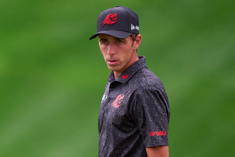 David Puig of Spain in action during a practice round prior to the 2024 PGA Championship at Valhalla Golf Club on May 15, 2024 in Louisville, Kentucky.